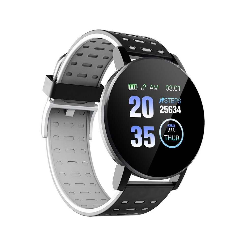 Chytré hodinky ID119  Fitness náramek v černo šedé barvě