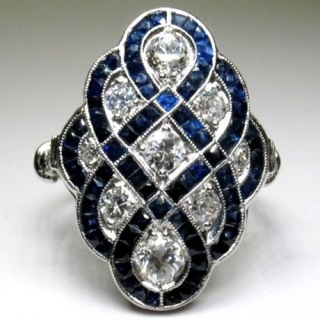 Prsten se skleněnými krystaly modrý