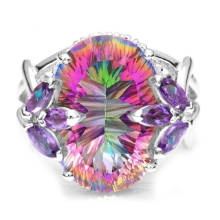 Vykládaný barevný prsten se skleněnými krystaly