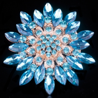 Brož květ, vykládaná skleněnými krystaly / G7